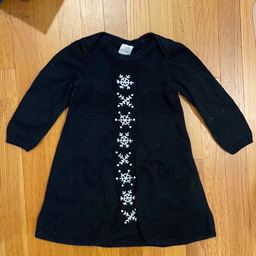 Hanna Andersson Snowflake cotton sweater dress sz 90